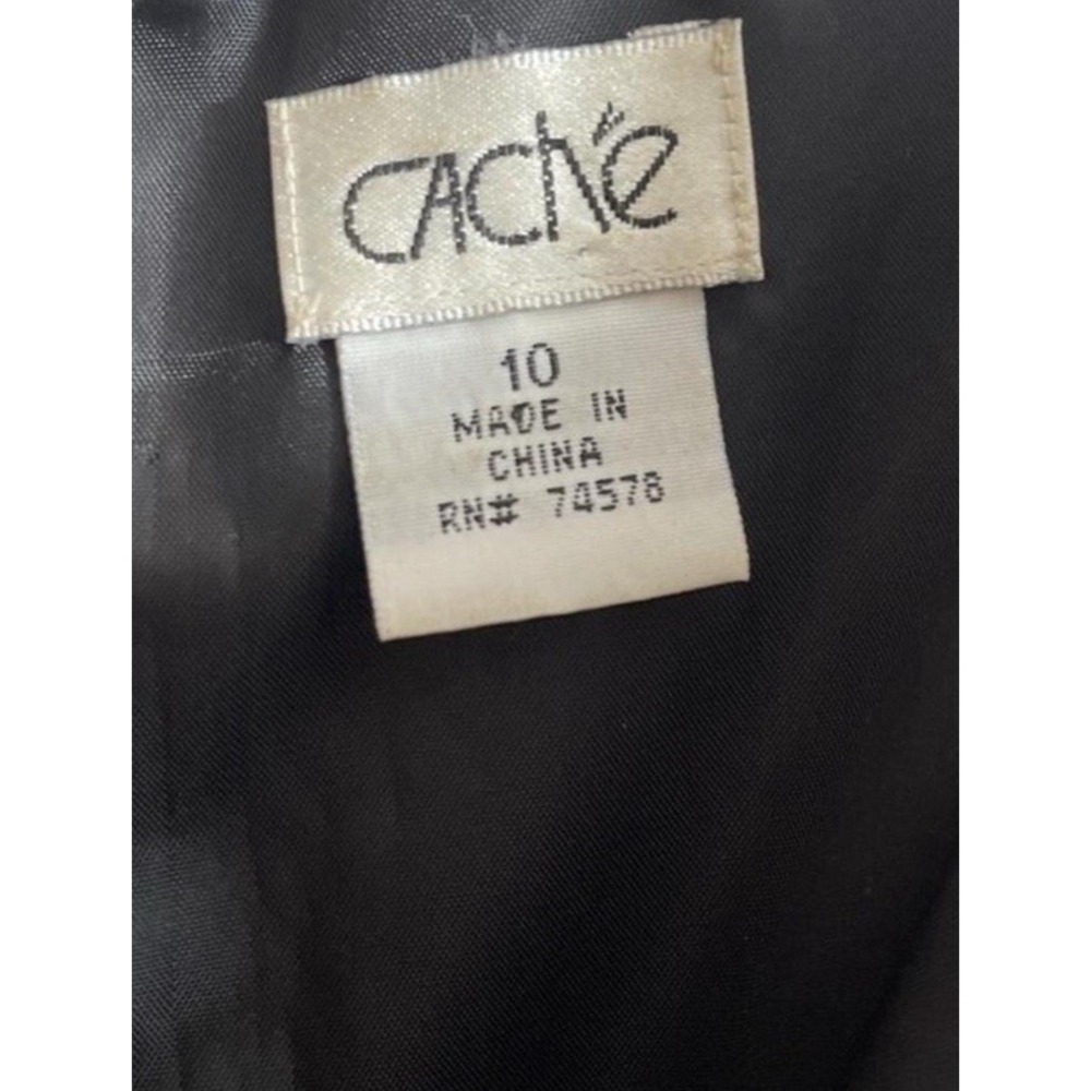Vintage 90's Y2K Cache Black Dress Ruched Beaded Detail Women's 10 - Picture 6 of 8